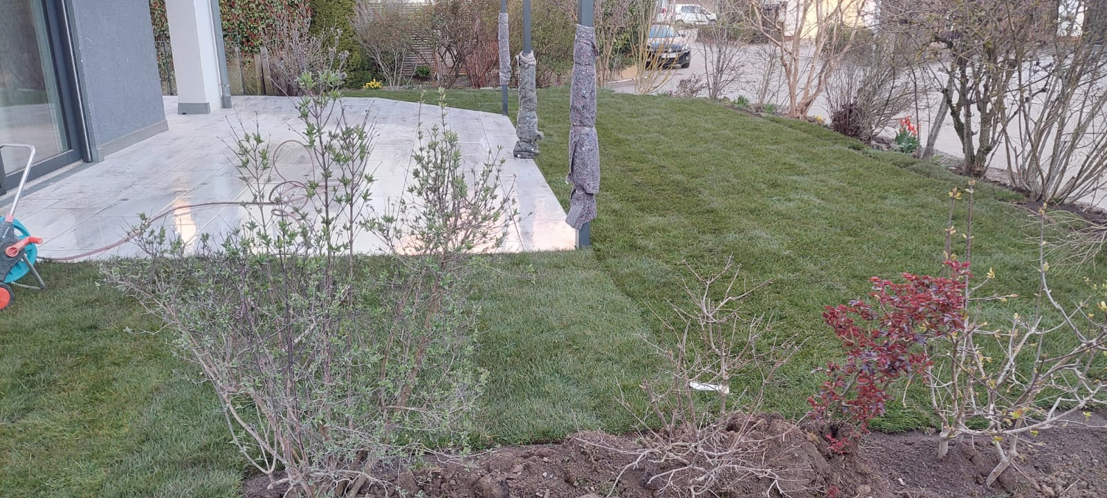 Neue Terrasse mit Rollrasen in Weil im Schönbuch